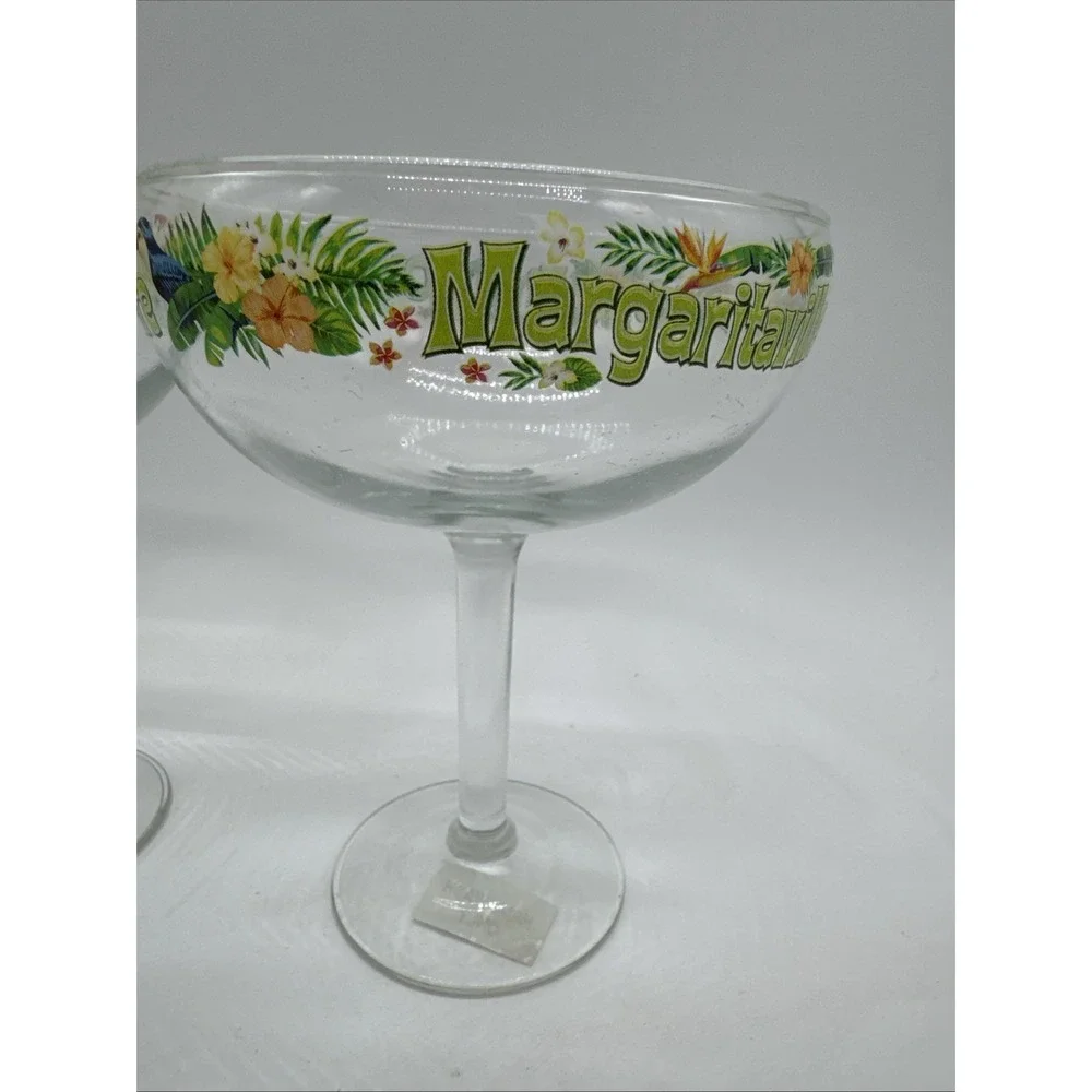 2 Jimmy Buffett Margaritaville Margarita Glass It's Five O'Clock Somewhere‎